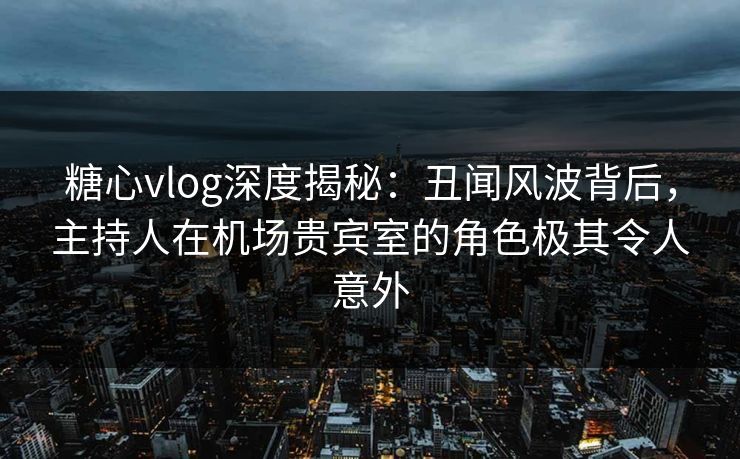 糖心vlog深度揭秘：丑闻风波背后，主持人在机场贵宾室的角色极其令人意外