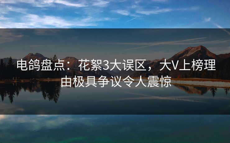 电鸽盘点：花絮3大误区，大V上榜理由极具争议令人震惊