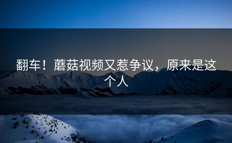 翻车！蘑菇视频又惹争议，原来是这个人