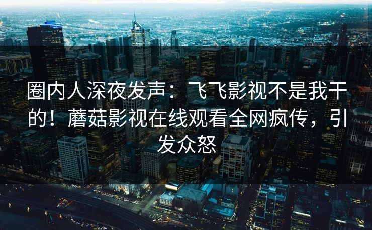 圈内人深夜发声：飞飞影视不是我干的！蘑菇影视在线观看全网疯传，引发众怒