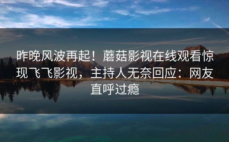 昨晚风波再起！蘑菇影视在线观看惊现飞飞影视，主持人无奈回应：网友直呼过瘾