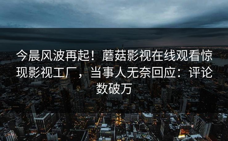 今晨风波再起！蘑菇影视在线观看惊现影视工厂，当事人无奈回应：评论数破万